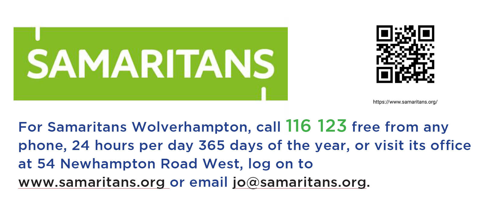 Banner linking to Samaritans website